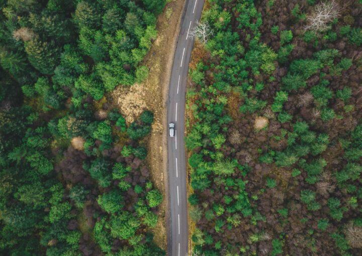 Car on a long road