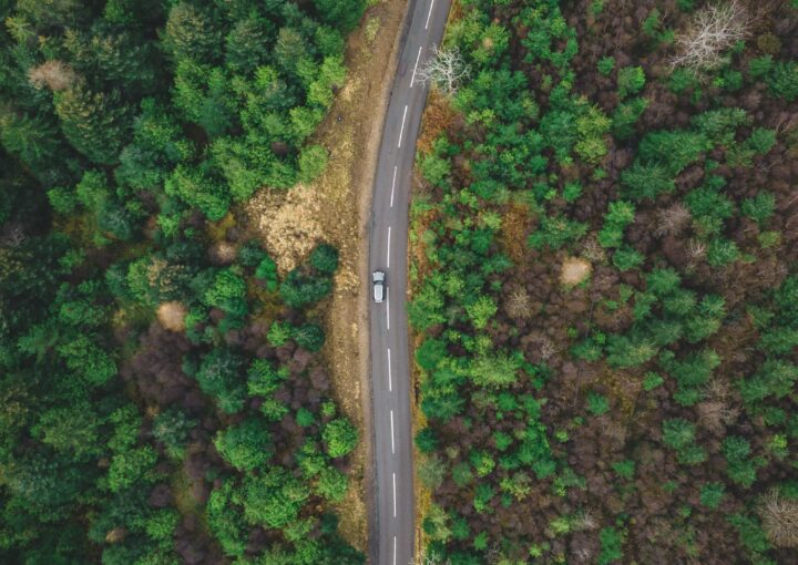 Car on a long road